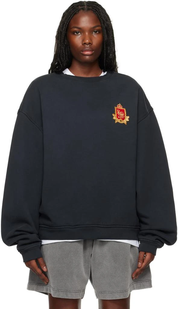 Rhude Black 'Rhude' Crest Crewneck Sweatshirt 1