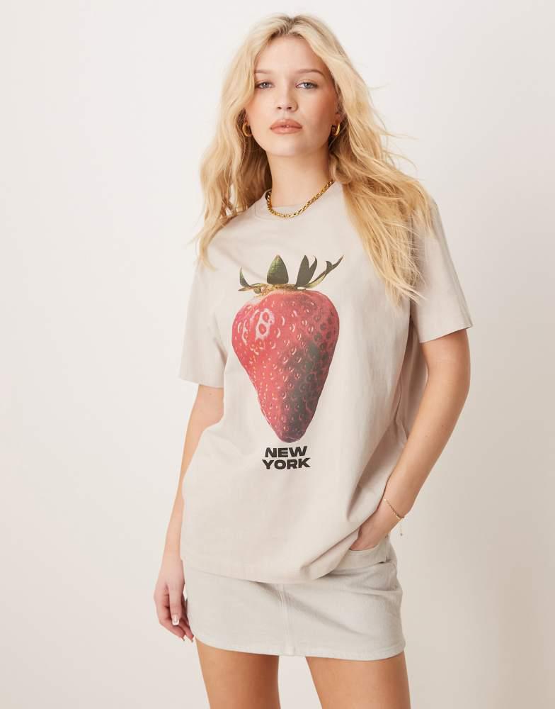 BUMP OF CHICKEN Strawberry Tシャツ　XL Strawberry print rib T-shirt optical white | Calliope