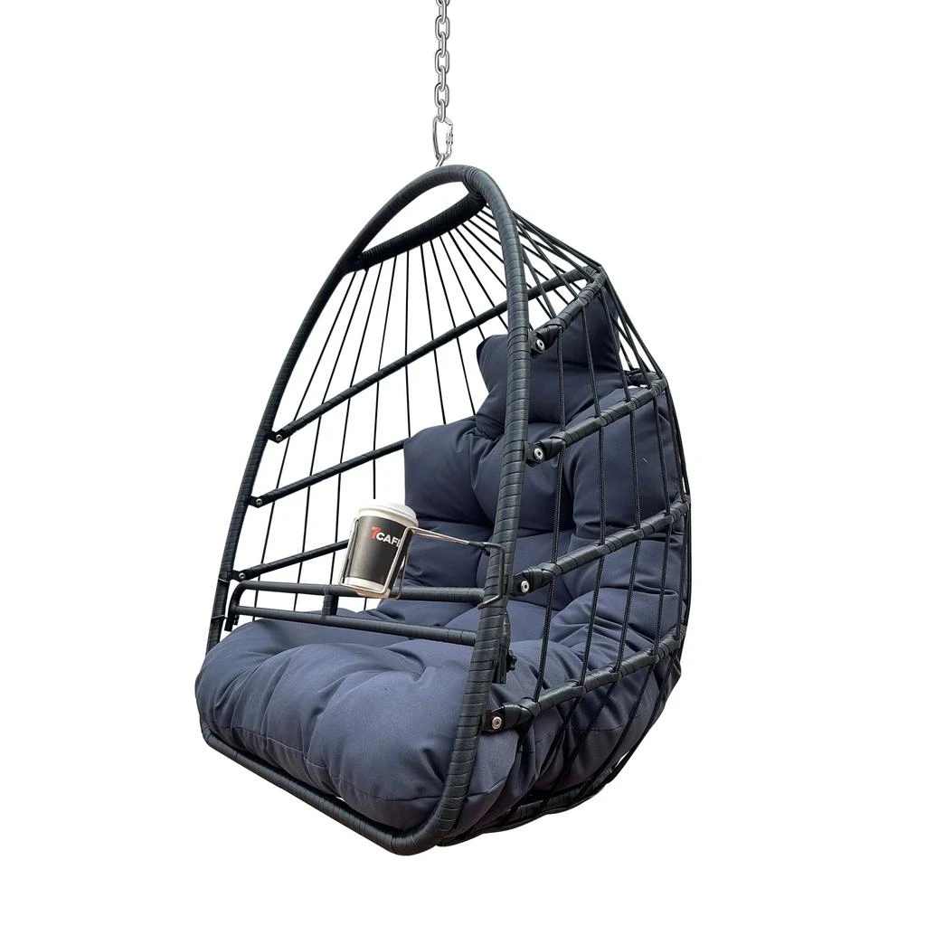 Streamdale Furniture Streamdale Indoor/Outdoor Egg Hammock Chair with Foldable Frame 4