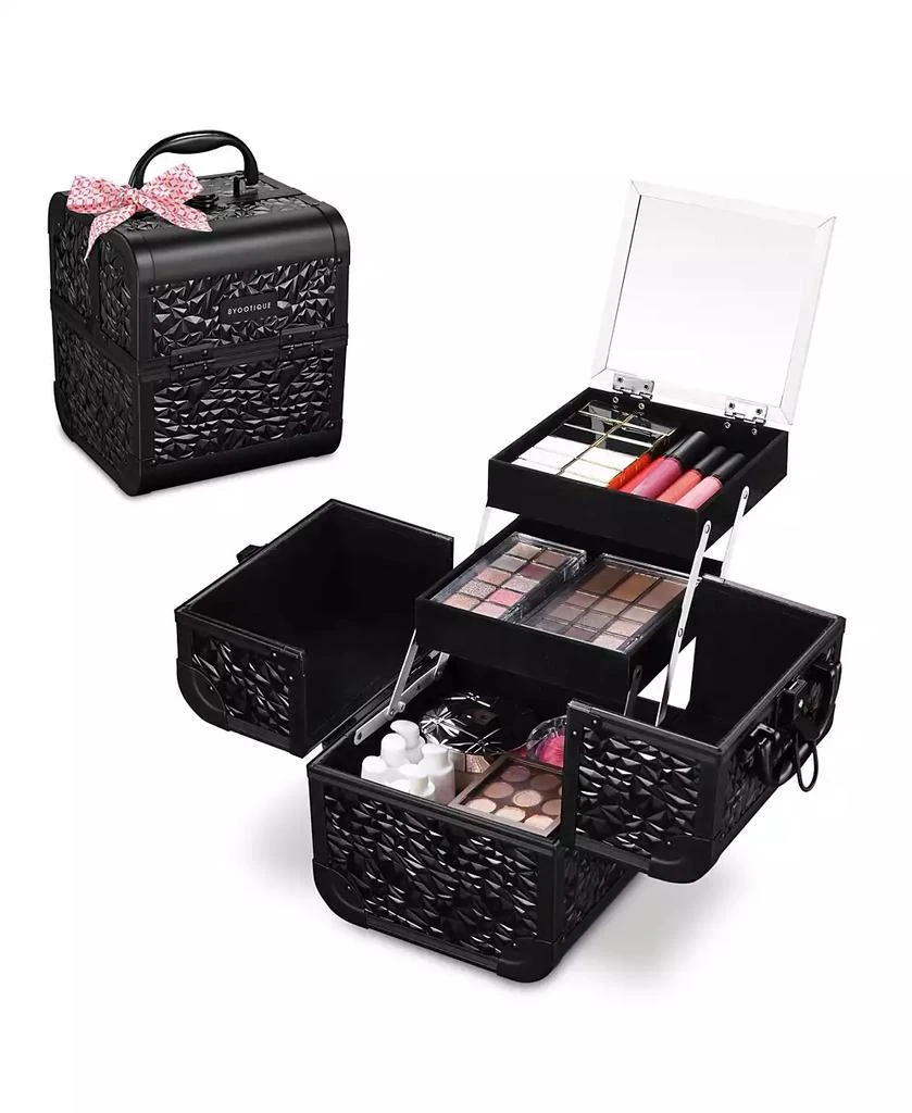 Byootique Aluminum Rolling Nail Table with Train Case Cosmetic Organizer Black 6