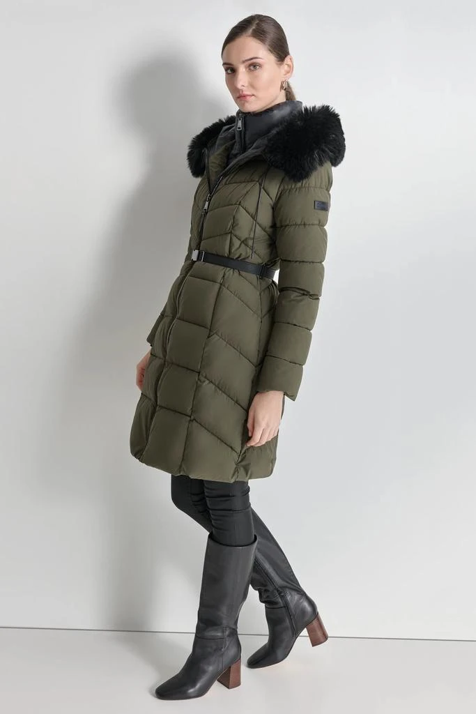 DKNY BIBBED FAUX-FUR HOODED PUFFER 4