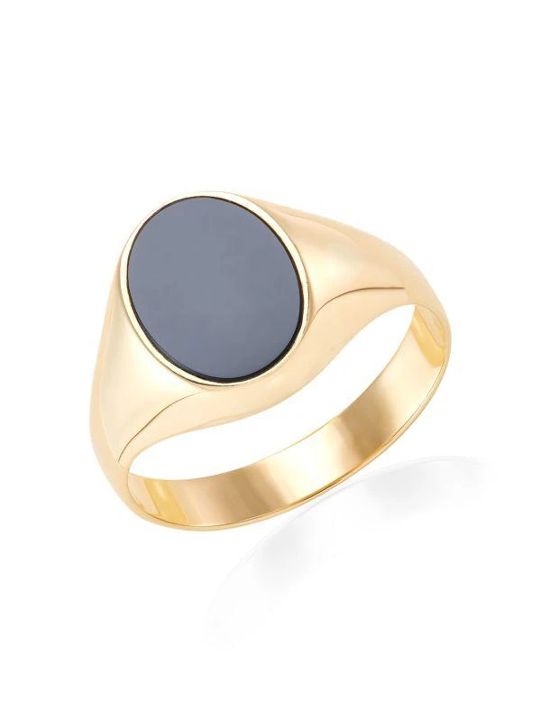 Saks Fifth Avenue 14K Yellow Gold 
Onyx Signet Ring 1