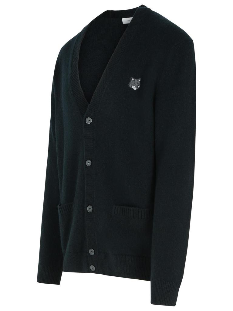 Maison Kitsune Black Wool Cardigan