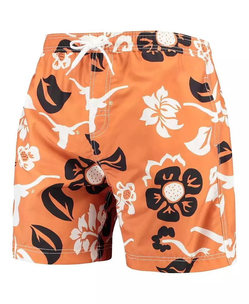 Wes & Willy Men's Texas Orange Texas Longhorns Floral Volley Logo Swim Trunks 2