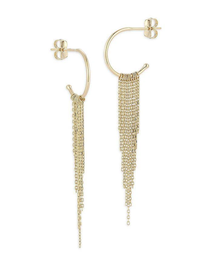 Moon 
Meadow 14K Yellow Gold Fringe Hoop Drop Earrings