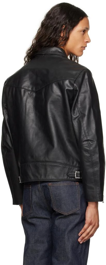 Nudie Jeans Black Eddy Rider Leather Jacket 3