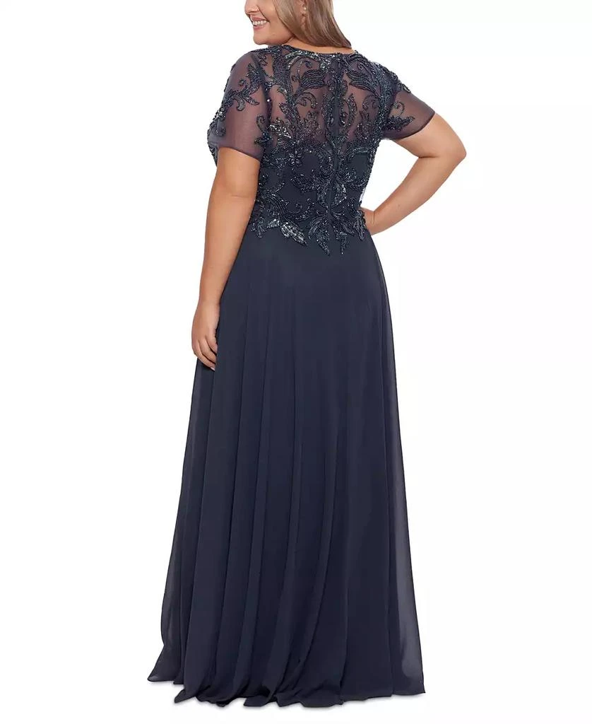 XSCAPE Plus Size Embellished Chiffon Ball Gown 2