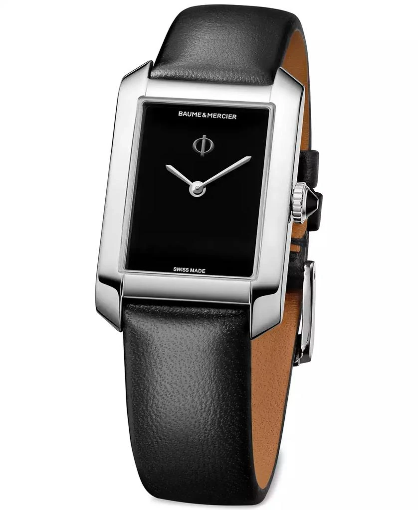 Baume & Mercier Women's Swiss Hampton Black Leather Strap Watch 35x22mm 3