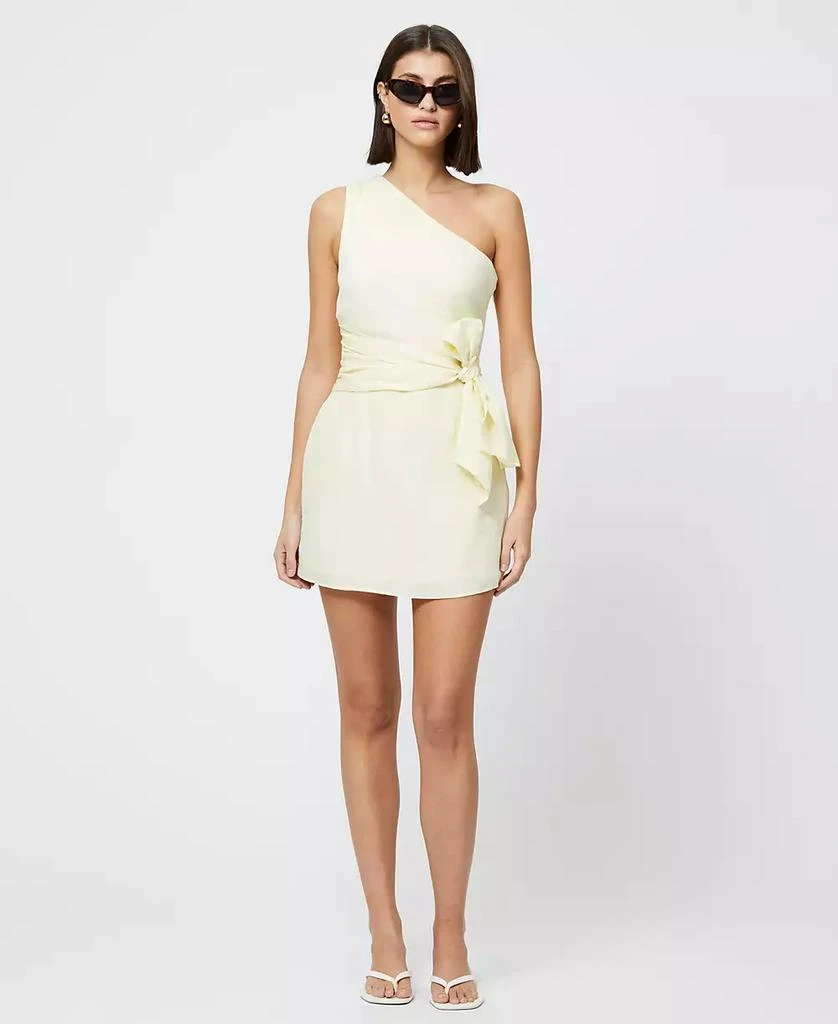 French Connection Women's Birdie Butter Yellow One-Shoulder Mini Dress 8