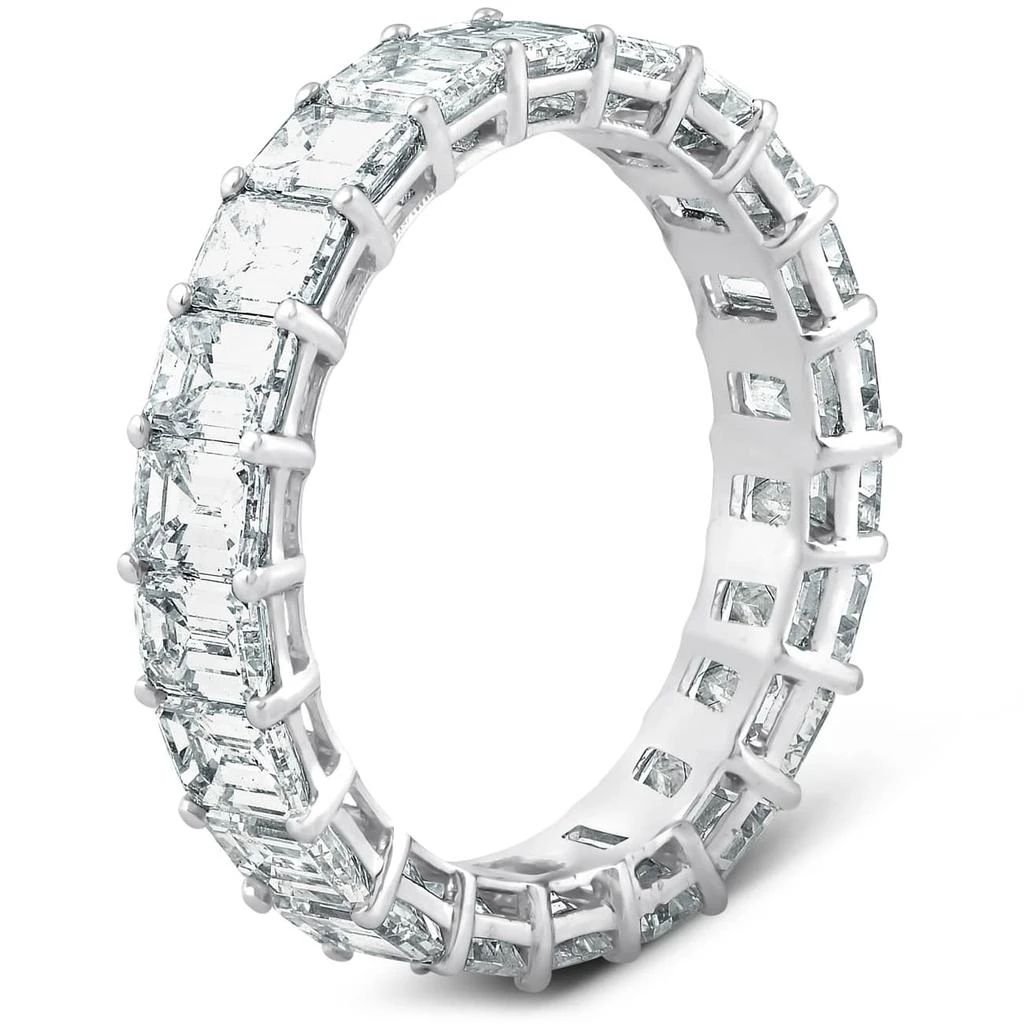 Pompeii3 Platinum 4.60 Ct Emerald Diamond Eternity Ring Womens Anniversary Band Lab Grown 3