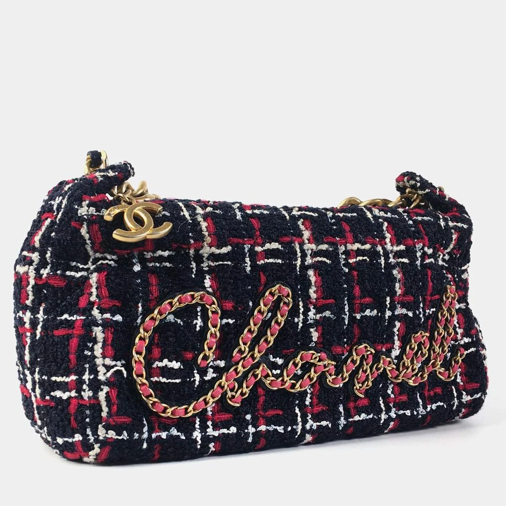 Chanel Chanel Red Black Tweed Calfskin Signe Bowling Bag 4