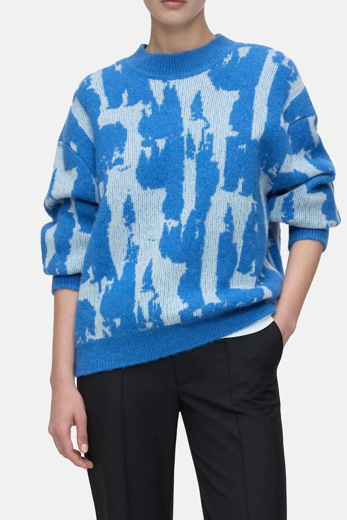 Closed Crew Neck Jacquard Sweater In Lake Blue 1
