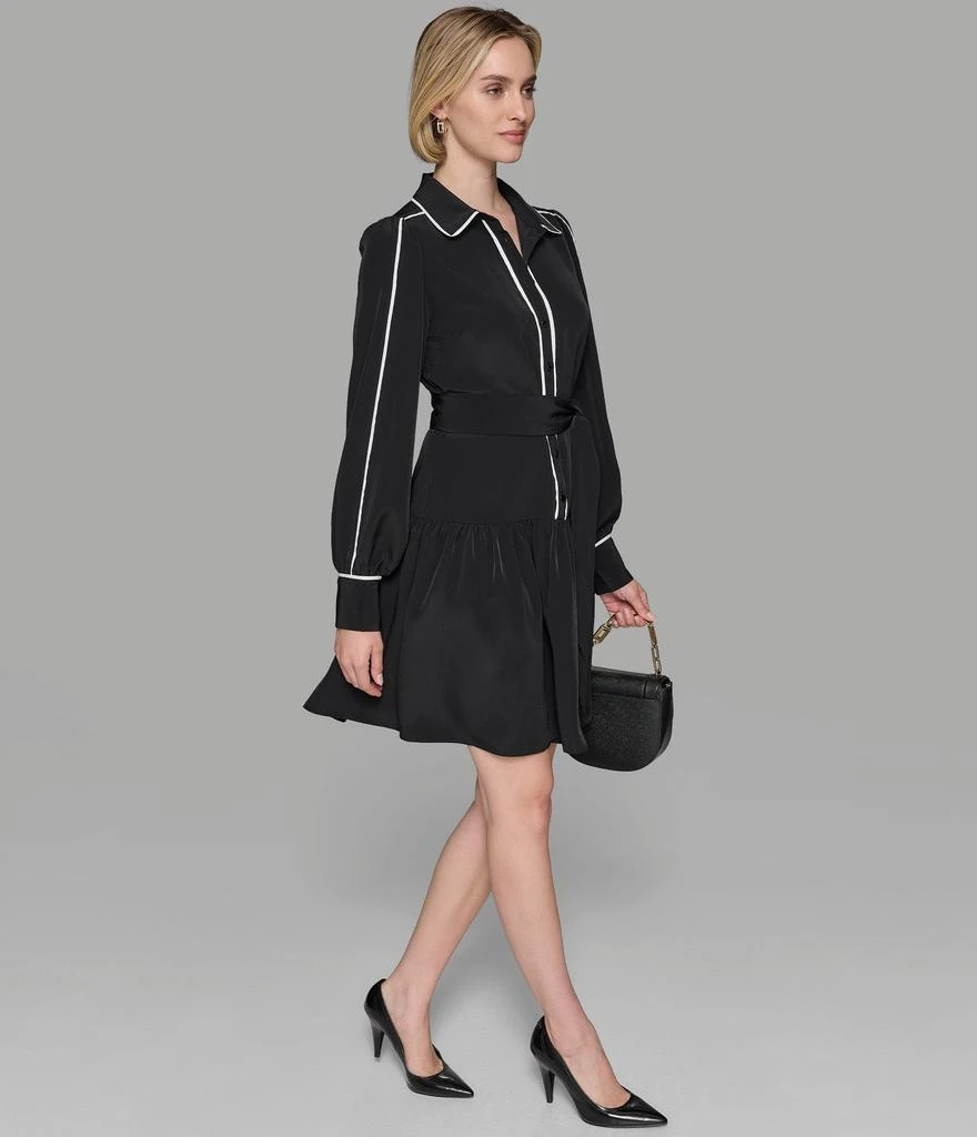 Karl Lagerfeld Paris FIT & FLARE SHIRT DRESS WITH CONTRAST PIPING 4