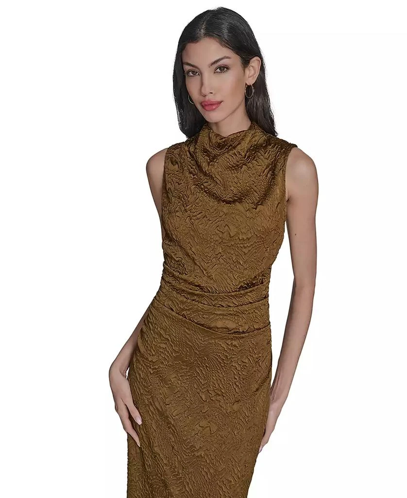 Vince Camuto Women's Novelty Knit High Cowl Neck Ruche Waist Bodycon Dress 2