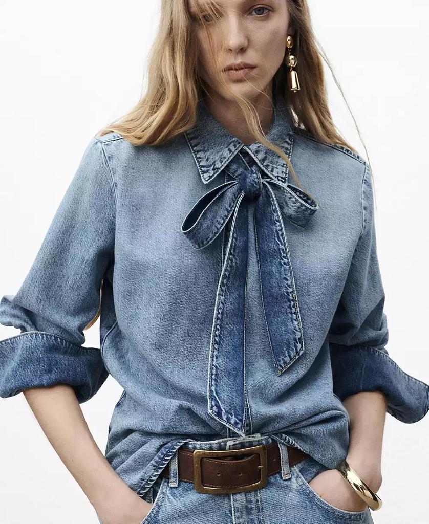 Mango Women's Bow Detail Denim Shirt