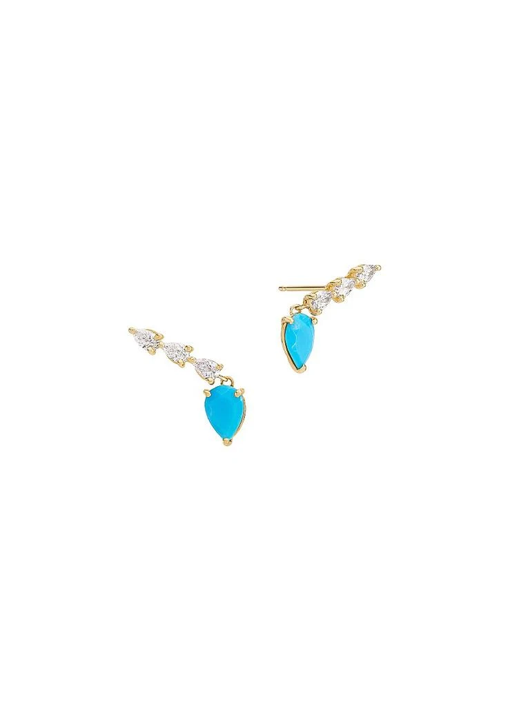 LANA 14K Yellow Gold, 1.50 TCW Diamond
Turquoise Ear Climbers
