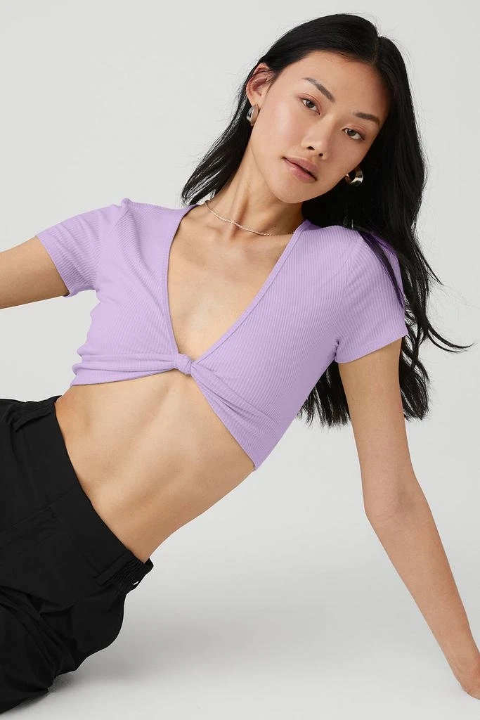 Alo Ribbed Knotty Short Sleeve - Violet Skies 4