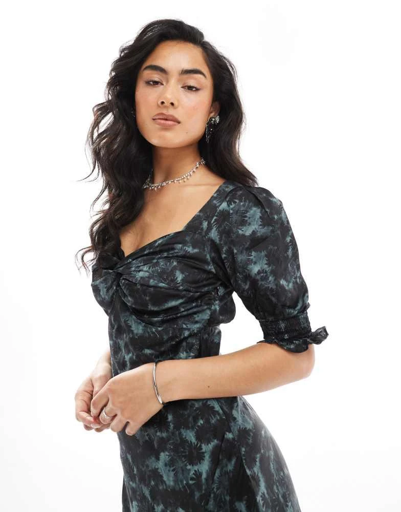 Glamorous Glamorous open maxi tea dress in charcoal digital floral 2