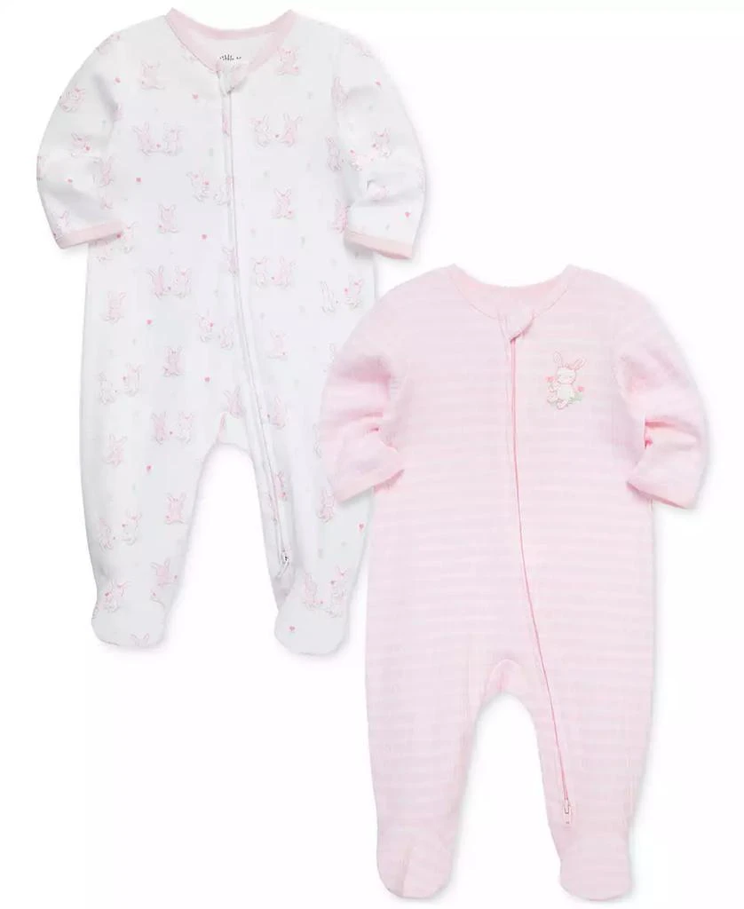 Little Me Baby Girls 2-Pk. Cuddly Cotton Footed Coveralls 3