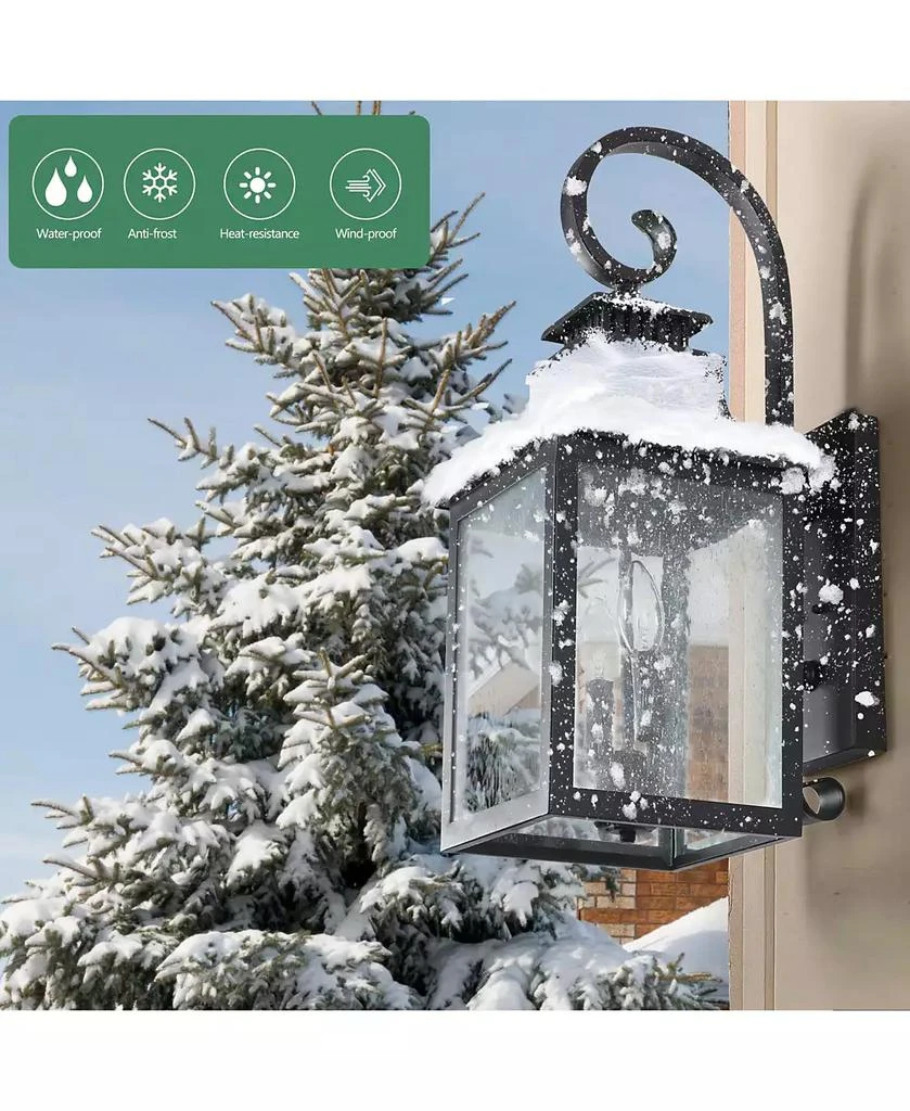 Flynama 23 Inch Vintage Black Outdoor Wall Lantern Light with Clear Seeded Glass for Porch and Patio 8