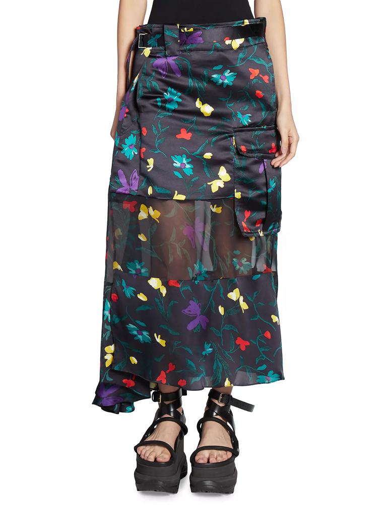 Sacai Belted Floral Maxi Skirt