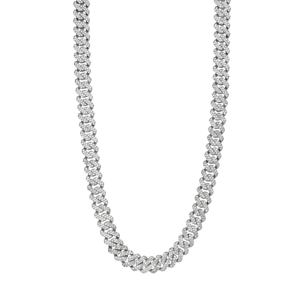 Adornia Men's 22" 10mm Cuban Edge Chain with CZ silver 1