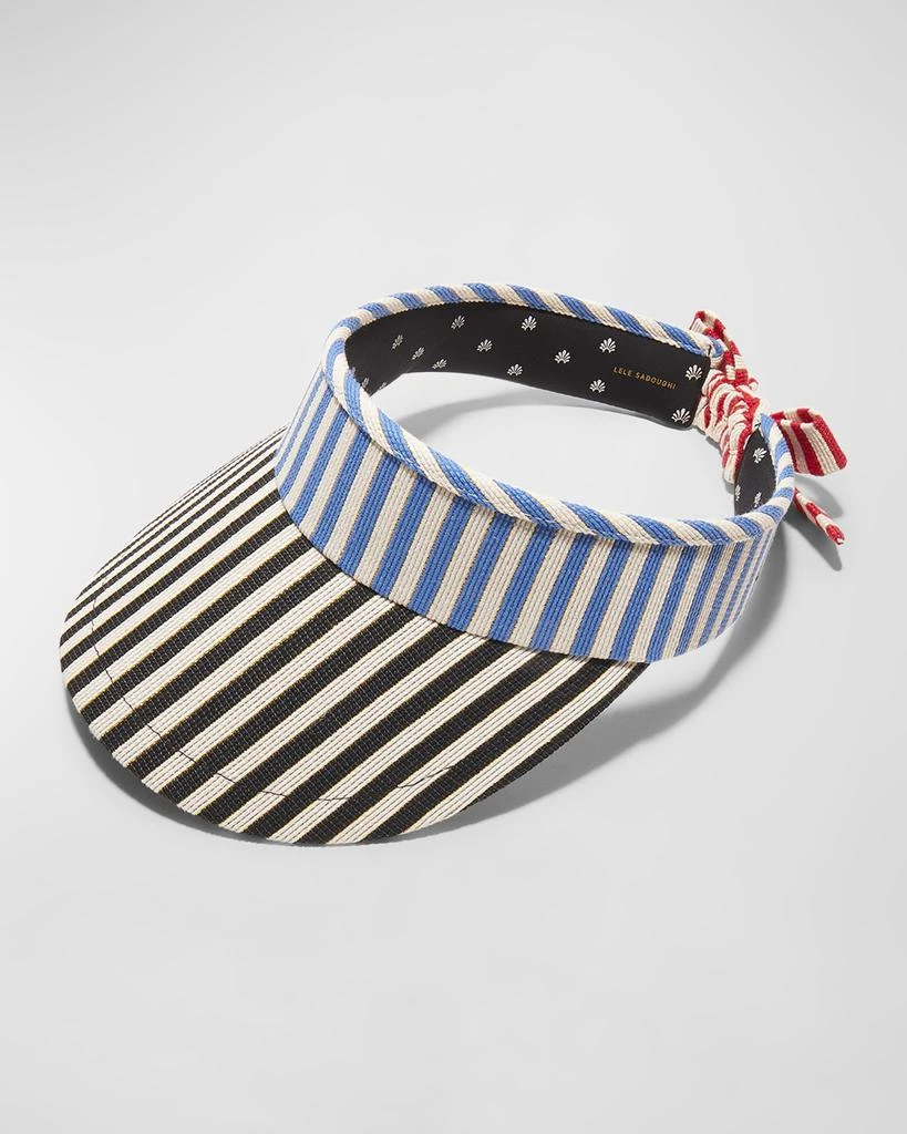 Lele Sadoughi Striped Bow Tie Visor 1