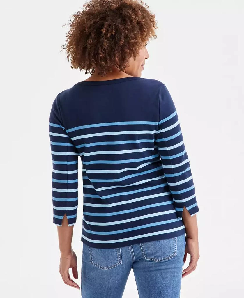 Style & Co Women's Striped Pima Cotton 3/4-Sleeve Top, Exclusively at Macy's 4