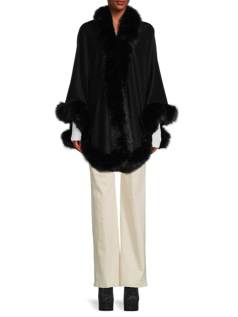 BELLE FARE Faux Fur Trim Cashmere Cape 1