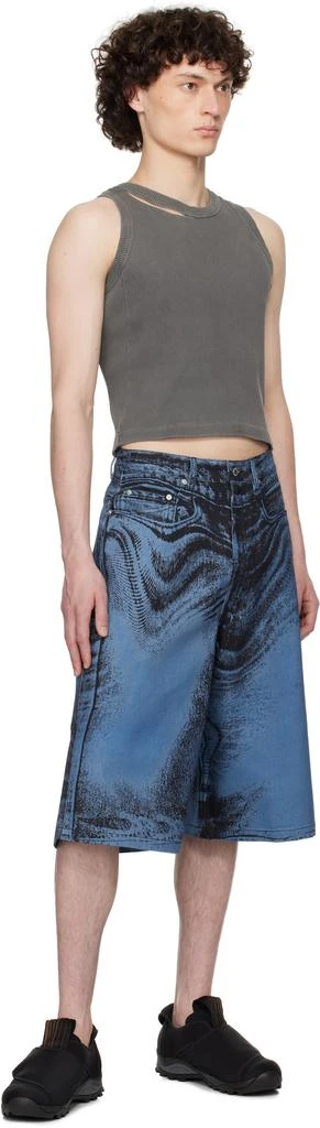 CAMPERLAB Black & Blue Distorted Print Denim Shorts 4