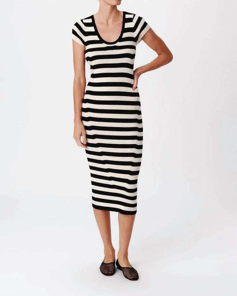 ATM Atm - Wool Blend Striped Cap Sleeve Dress 1