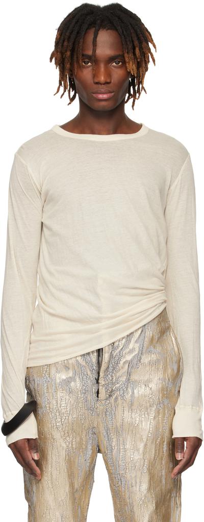 正規 DRIES VAN NOTEN Sheer Draped T-shirt Dries Van Noten Gray Sheer Draped T-shirt - T-Shirts