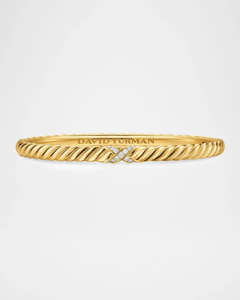 David Yurman Sculpted Cable X Bracelet with Diamonds in 18K Gold, 4.6mm