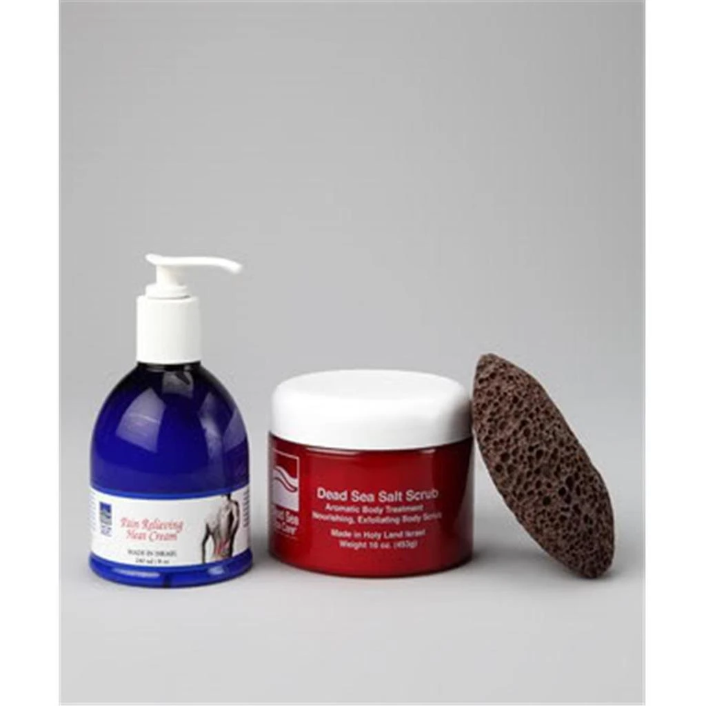 Dead Sea Spa Care DEADSEA-4 16 oz Dry Dead Sea Salt Scrub, Pumice Stone and Pain Relieving Heat Cream 1