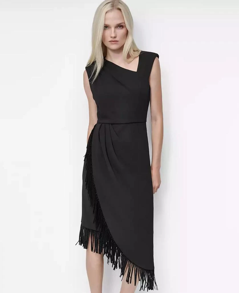 DKNY Women's Asymmetrical Fringe-Hem Cocktail Dress 3