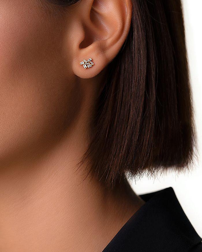 Suzanne Kalan 18K Yellow Gold Classic Baguette Cluster Stud Earrings