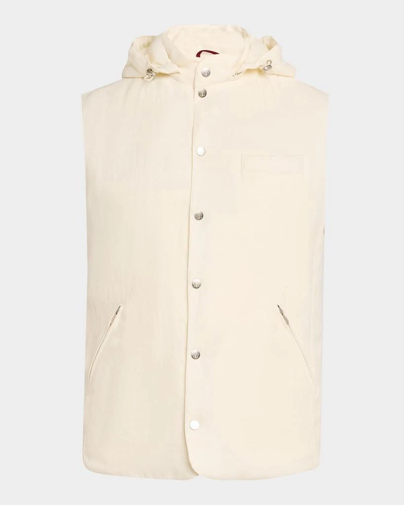 Brunello Cucinelli Men's Water-Resistant Snap-Front Vest with Removable Hood 1