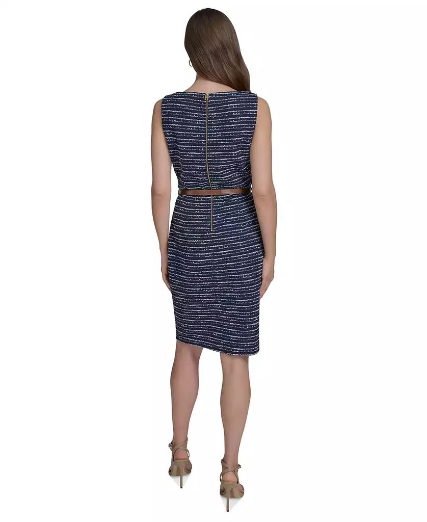 HALSTON Women's Textured Stripe Knit Sleeveless Dress 4