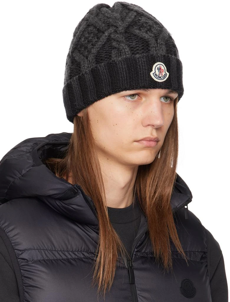 Moncler Black Logo Wool Beanie 2
