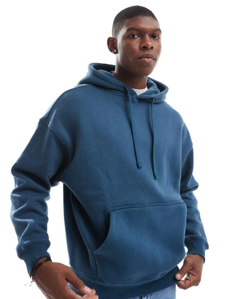 Pull&Bear Pull&Bear basic hoodie in teal blue 1