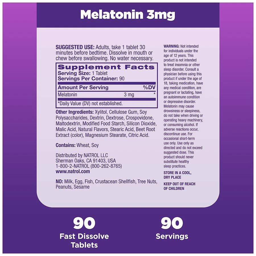 Natrol Melatonin 3mg, Sleep Support, Fast Dissolve Tablets Strawberry 6