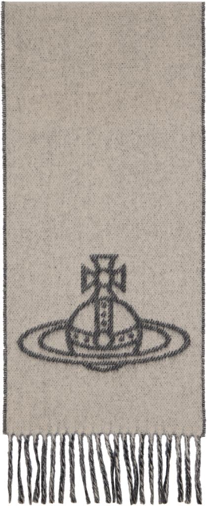 Vivienne Westwood Black & Gray Single Orb Double Scarf