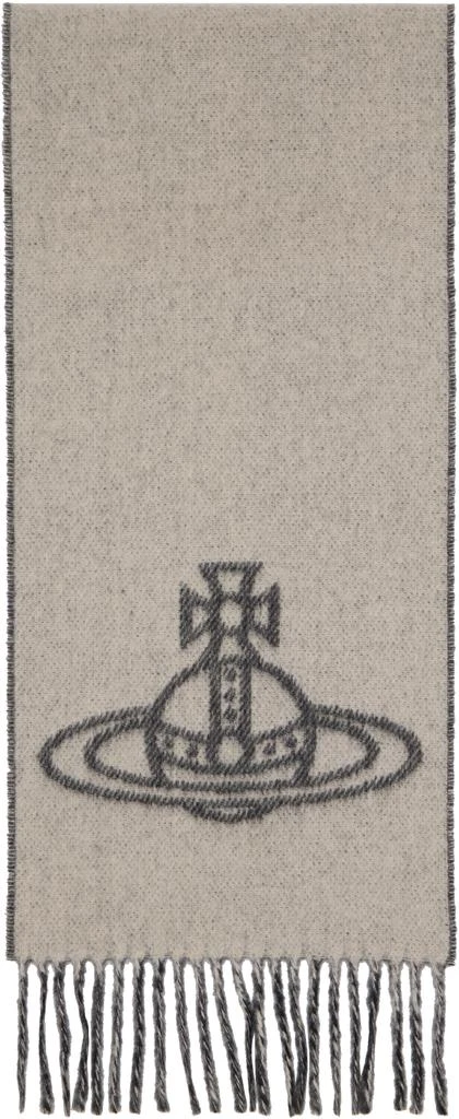 Vivienne Westwood Black & Gray Single Orb Double Scarf 2