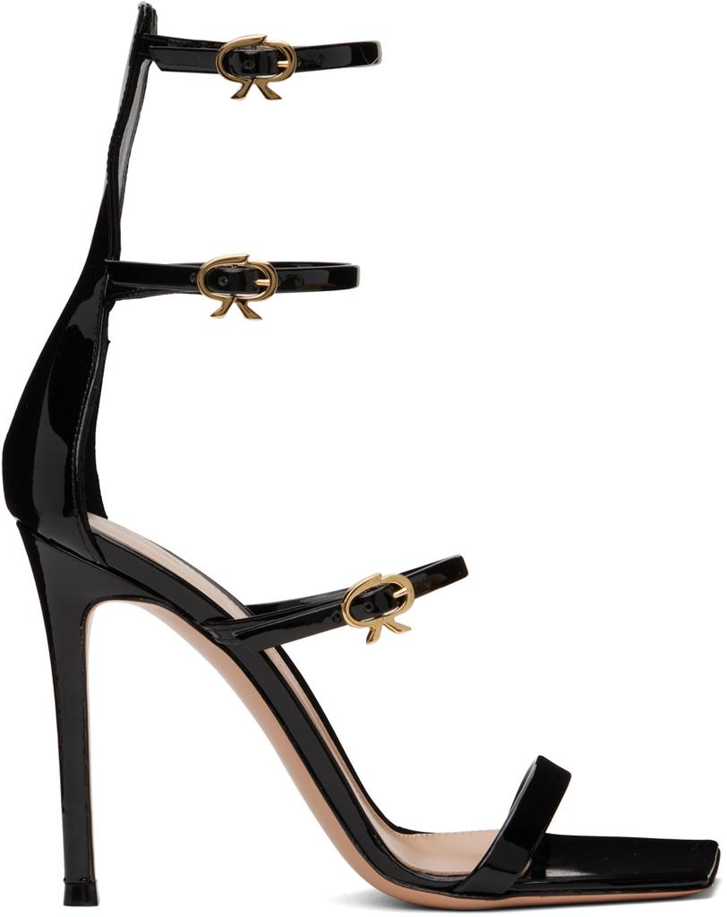 Gianvito Rossi Black Ribbon Uptown Heeled Sandals