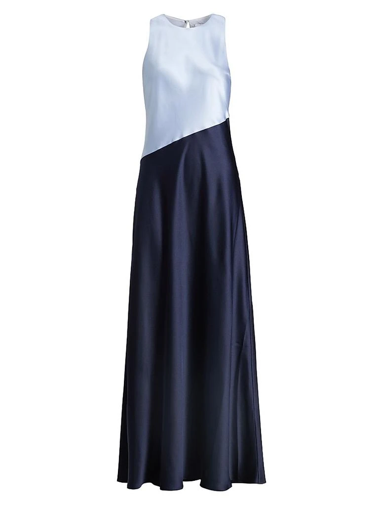 martin grant striped maxi dress Mackenna Navy Cotton Stripe Halter Smock Back Maxi Dress
