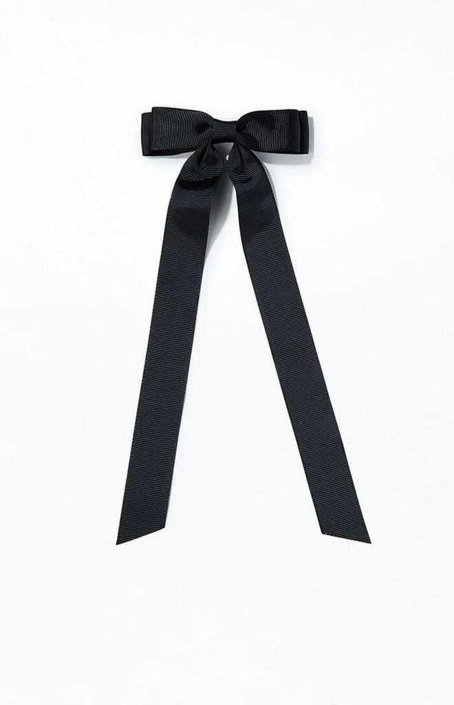 LA Hearts Black Ribbed Double Loop Bow Barrette 1