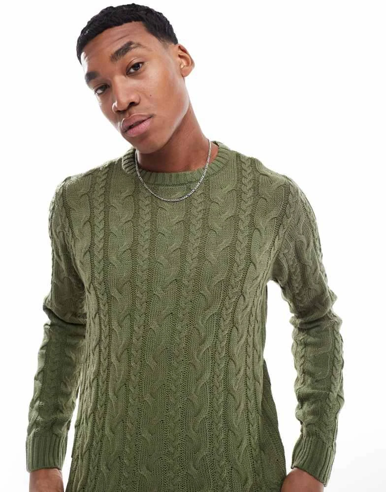Cable Knit Sweater Asos Green Sweater Men Cable-Knit Oversized Fit