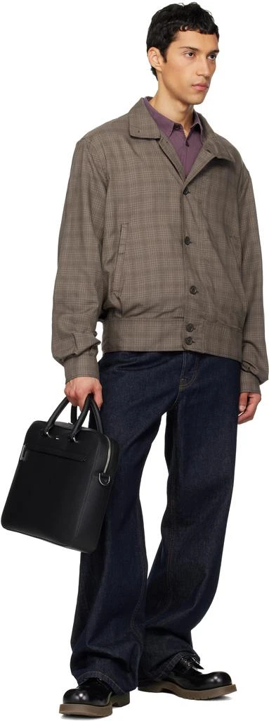 Hugo Boss Black Signature Stripe Logo Leather Document Briefcase 4