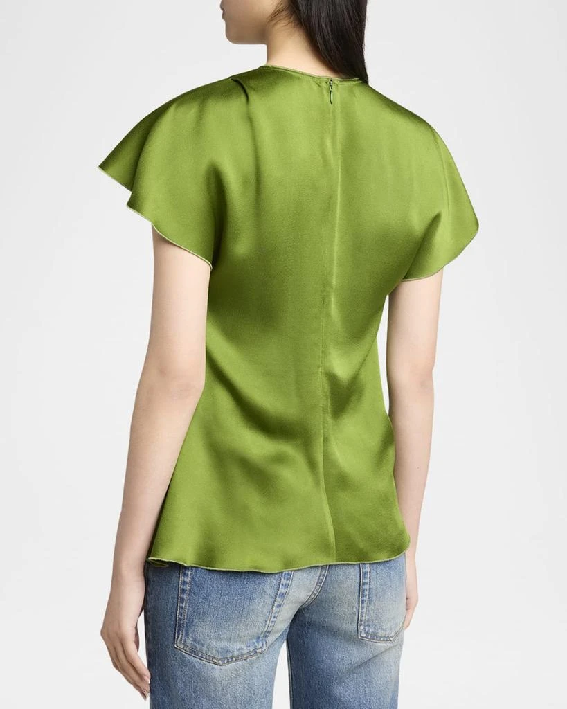 Victoria Beckham Draped Pleat Flutter-Sleeve Top 3