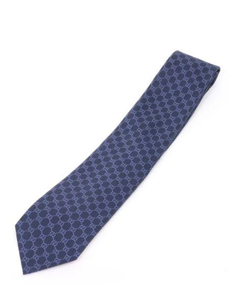 Gucci NAVY SILK TIE WITH GG MOTIF 1